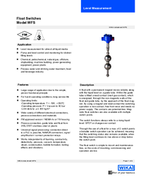Thumbnail of document Data Sheet - WFS Float Switch